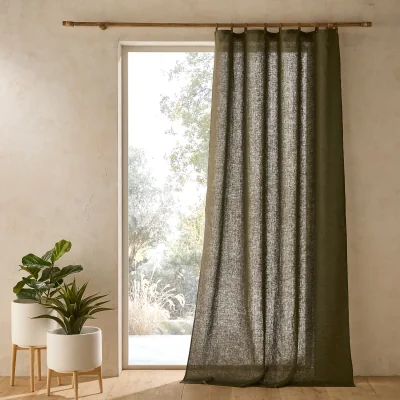 La Redoute Private 100% Washed Linen Curtain with Loops
