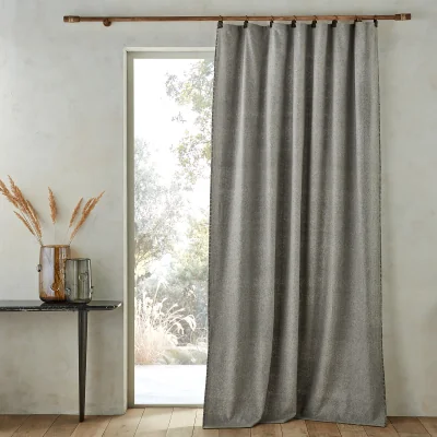La Redoute Naomyt Wool Mix Single Curtain with Leather Tabs