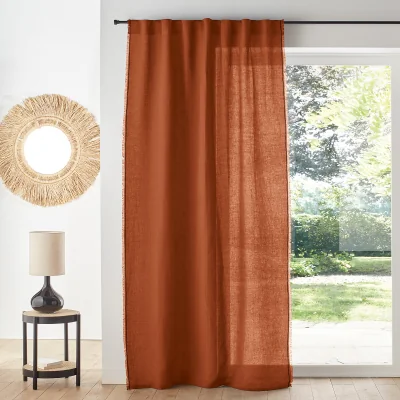 La Redoute Menorca Cotton & Linen Curtain with Hidden Tabs