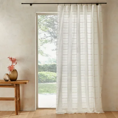 La Redoute Attukal Striped 100% Organic Cotton Voile Sheer Curtain
