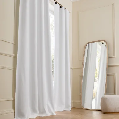 La Redoute Private Washed Linen Curtain with Leather Tab Top Header
