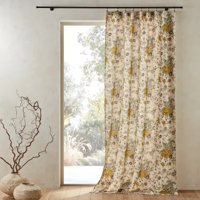La Redoute Alizou Single Floral 100% Linen Curtain