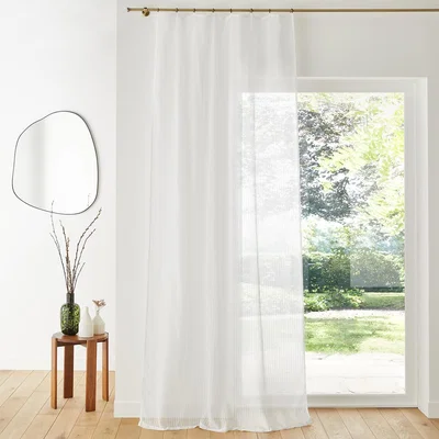 La Redoute Ivory Sheer Checked Curtain with Eyelets