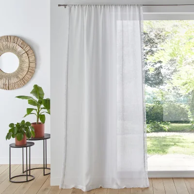 La Redoute Pampa Fringed Sheer Linen Curtain Panel