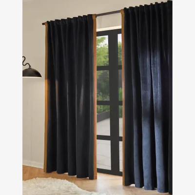 Marks & Spencer MADE Audley Velour Eyelet Curtains Dark Blue