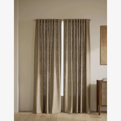 Marks & Spencer M&S Pure Cotton Gingham Semi-Sheer Multiway Curtains Neutral