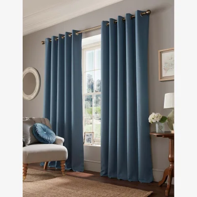 Marks & Spencer Laura Ashley Stephanie Eyelet Blackout Curtains Dark Blue