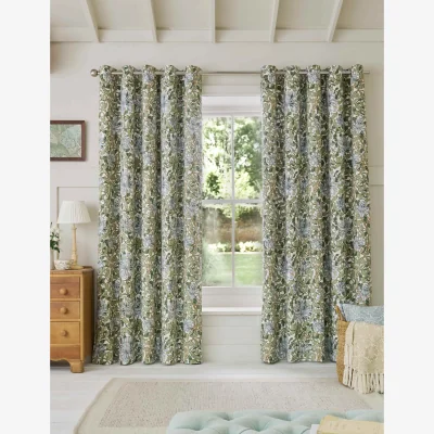 Marks & Spencer William Morris At Home Honeysuckle Pure Cotton Blackout Curtains Blue Mix
