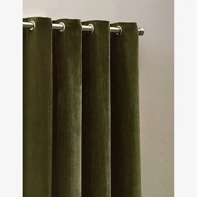 Marks & Spencer YARD Chenille Velvet Eyelet Curtains Olive