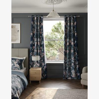 Marks & Spencer M&S Floral Chinoiserie Eyelet Temperature Smart Curtains - WDR90 - Navy, Navy