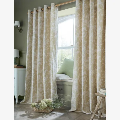Marks & Spencer Laura Ashley Lloyd Pure Cotton Eyelet Curtains Natural Mix