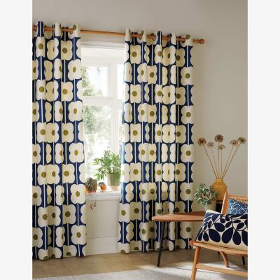 Marks & Spencer Orla Kiely Abacus Flower Pure Cotton Eyelet Curtains Navy Mix