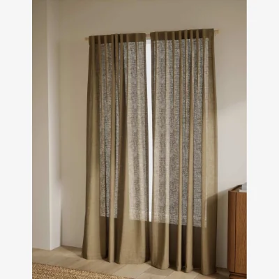 Marks & Spencer M&S Cotton Linen Blend Sheer Curtains Neutral