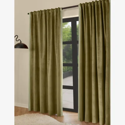 Marks & Spencer MADE Audley Velour Eyelet Curtains Green