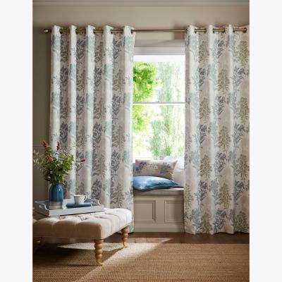Marks & Spencer Laura Ashley Tenby Pure Cotton Eyelet Blackout Curtains Blue Mix