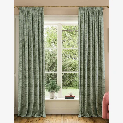 Marks & Spencer Joules Floral Foulard Pure Cotton Curtains Green