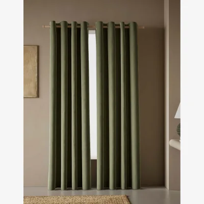 Marks & Spencer M&S Velvet Eyelet Curtains Khaki
