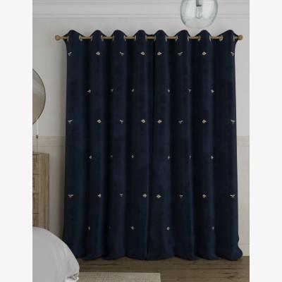 Marks & Spencer M&S Velvet Bee Eyelet Blackout Thermal Curtains - WDR54 - Navy, Navy