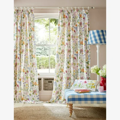 Marks & Spencer Bluebellgray Isolation Garden Cotton Rich Pencil Pleat Curtains Multi