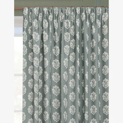 Marks & Spencer Sanderson Sessile Leaf Pencil Pleat Curtains Blue Mix