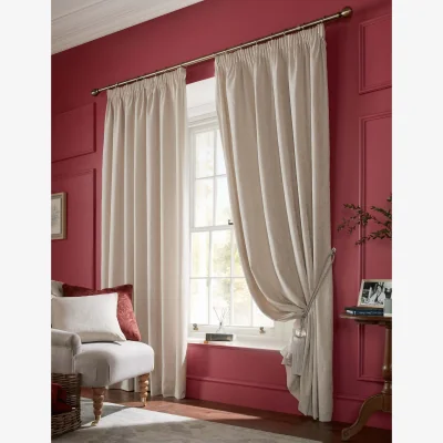 Marks & Spencer Laura Ashley Whinfell Jacquard Pencil Pleat Curtains Natural