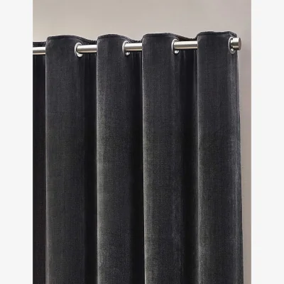 Marks & Spencer YARD Chenille Velvet Eyelet Curtains Charcoal