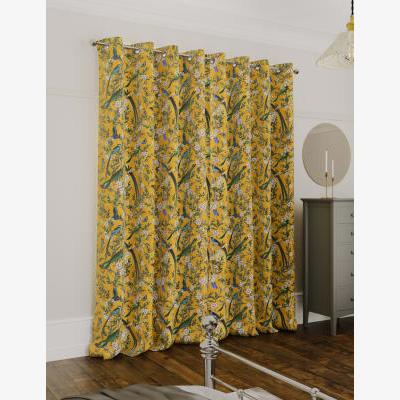 Marks & Spencer M&S Velvet Spring Bird Eyelet Thermal Curtains - WDR72 - Ochre, Ochre,Navy