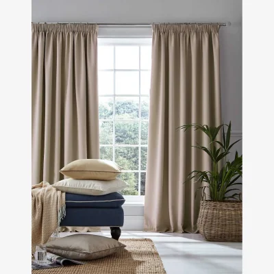 Marks & Spencer Laura Ashley Stephanie Pencil Pleat Blackout Curtains Natural