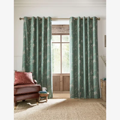Marks & Spencer Laura Ashley Pussy Willow Eyelet Blackout Curtains Green Mix