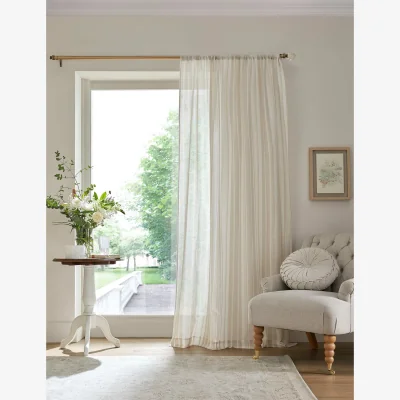 Marks & Spencer Laura Ashley Awning Stripe Sheer Voile Panel Curtain Natural