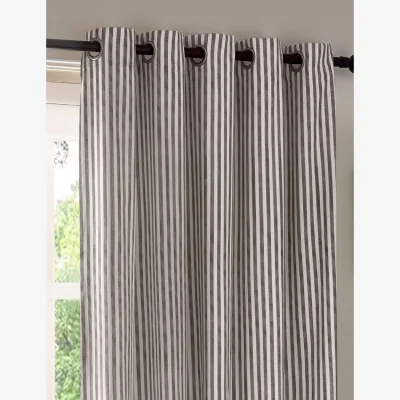 Marks & Spencer YARD Hebden Pure Cotton Striped Eyelet Curtains Grey Mix