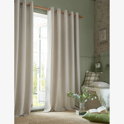 Marks & Spencer Laura Ashley Milbourne Herringbone Eyelet Curtains Natural