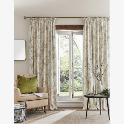 Marks & Spencer Laura Ashley Pussy Willow Pure Cotton Pencil Pleat Curtains Green Mix