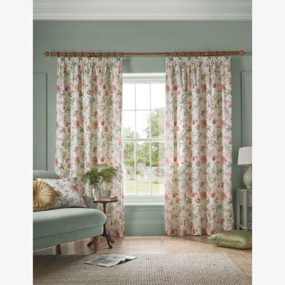 Marks & Spencer Laura Ashley Rosalind Cotton Rich Pencil Pleat Curtains Red Mix