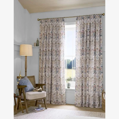 Marks & Spencer William Morris At Home Strawberry Thief Pencil Pleat Curtains Blue Mix