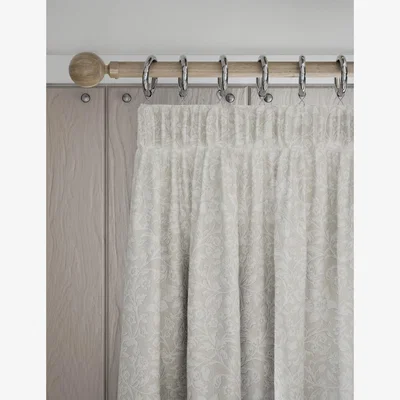 Marks & Spencer M&S Leaf Jacquard Pencil Pleat Curtains - NAR54 - Neutral, Neutral,Duck Egg