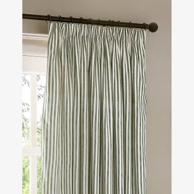 Marks & Spencer YARD Hebden Pure Cotton Striped Curtains Dark Green Mix