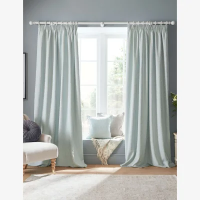Marks & Spencer Laura Ashley Whinfell Jacquard Pencil Pleat Curtains Light Blue Mix