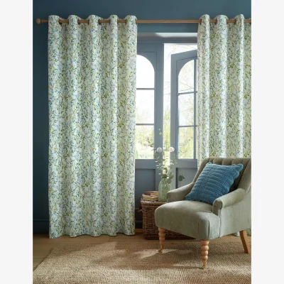 Marks & Spencer Laura Ashley Brayton Leaves Cotton Rich Eyelet Curtains Multi