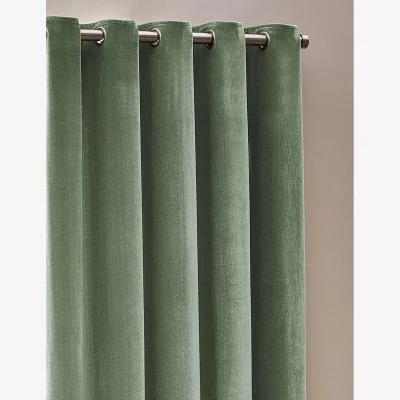 Marks & Spencer YARD Chenille Velvet Eyelet Curtains Light Green