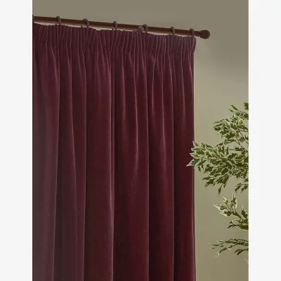 Marks & Spencer YARD Chenille Velvet Pencil Pleat Curtains Dark Burgundy