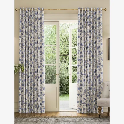 Marks & Spencer Joules Indienne Pure Cotton Eyelet Blackout Curtains Teal Mix