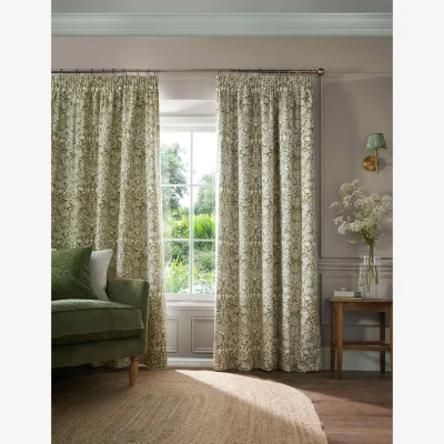 Marks & Spencer William Morris At Home Sunflower Pencil Pleat Blackout Curtains Green Mix