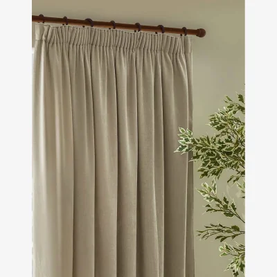 Marks & Spencer YARD Chenille Velvet Pencil Pleat Curtains Nude