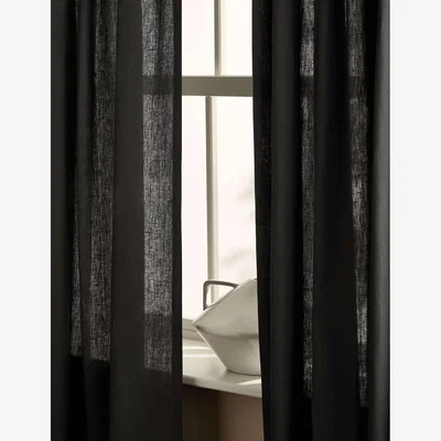 Marks & Spencer M&S X Kelly Hoppen Sheer Linen Tab Top Curtains - WDR90 - Charcoal, Ecru,Taupe,Charcoal