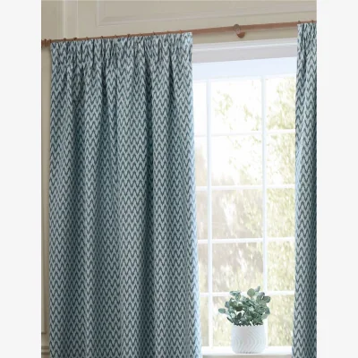 Marks & Spencer Sanderson Hutton Jacquard Pencil Pleat Curtains Blue Mix