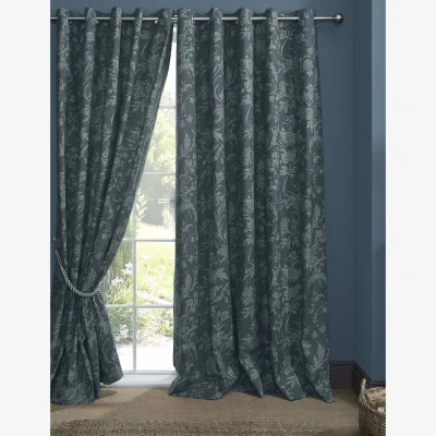 Marks & Spencer Laura Ashley Lloyd Pure Cotton Eyelet Curtains Blue Mix