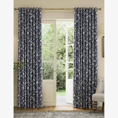 Marks & Spencer Joules Festival Pheasants Pure Cotton Eyelet Blackout Curtains Navy Mix