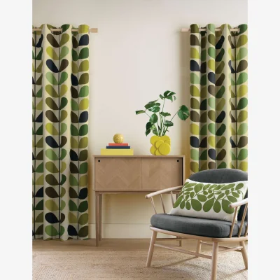 Marks & Spencer Orla Kiely Multi Stem Eyelet Curtains Yellow Mix