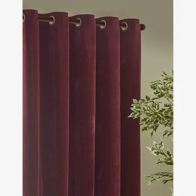 Marks & Spencer YARD Chenille Velvet Eyelet Curtains Burgundy